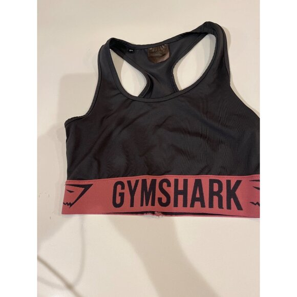 Gymshark Womens Racerback Sports Bra S Polyester Blend Black/Red - Picture 2 of 4